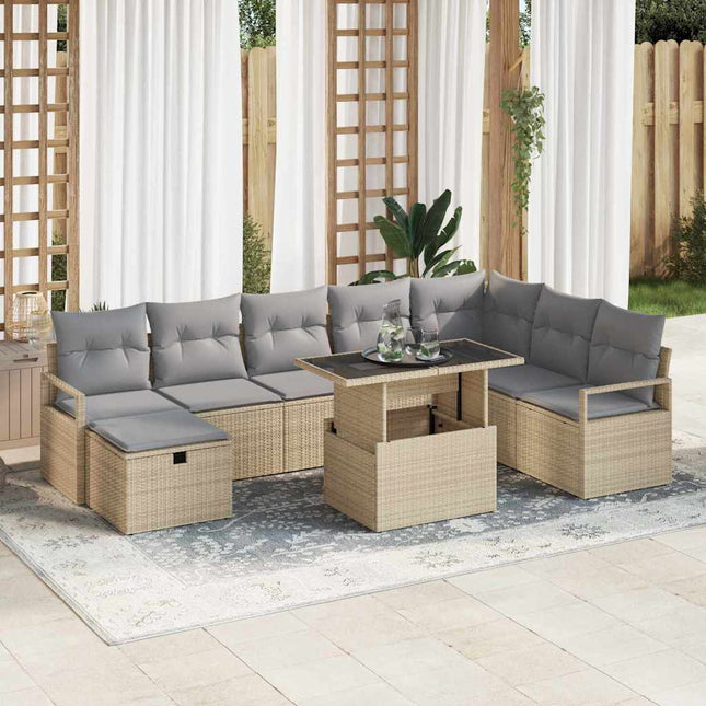 Havesofa Sæt 9 stk. polyrattan