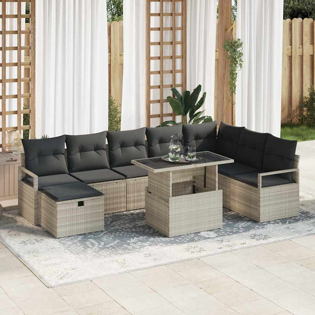 Havesofa Sæt 9 stk. polyrattan