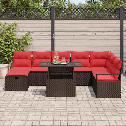 Havesofa Sæt med pude med opbevaring 9 pcs polyrattan