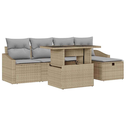 Havesofa Sæt 6 stk. polyrattan