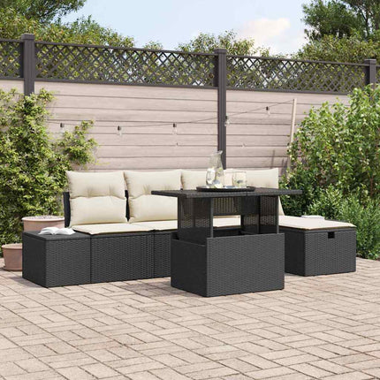 Havesofa Sæt med pude med opbevaring 6 pcs Poly rattan