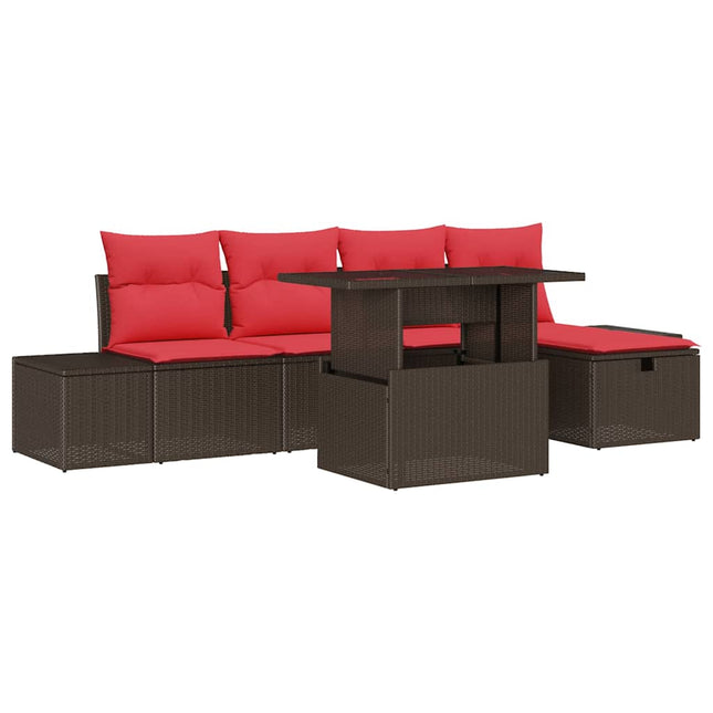 Havesofa Sæt med pude med opbevaring 6 pcs polyrattan