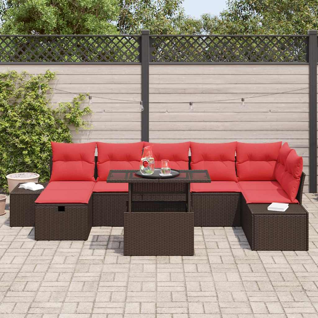 Havesofa Sæt med pude med opbevaring 8 pcs polyrattan