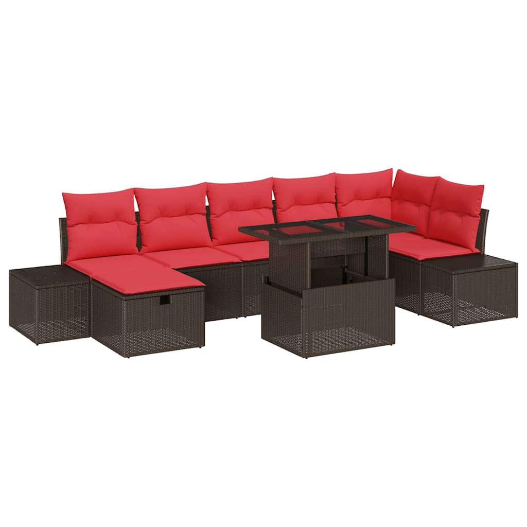 Havesofa Sæt med pude med opbevaring 8 pcs polyrattan