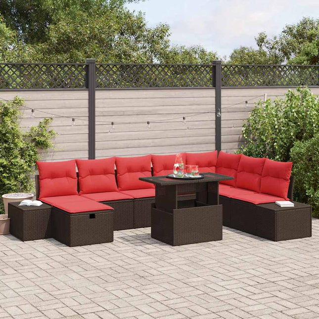 Havesofa Sæt 9 stk. polyrattan