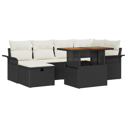 Havesofa Sæt 7 stk. Sort polyrattan