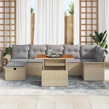 Havesofa Sæt 8 stk. Beige polyrattan