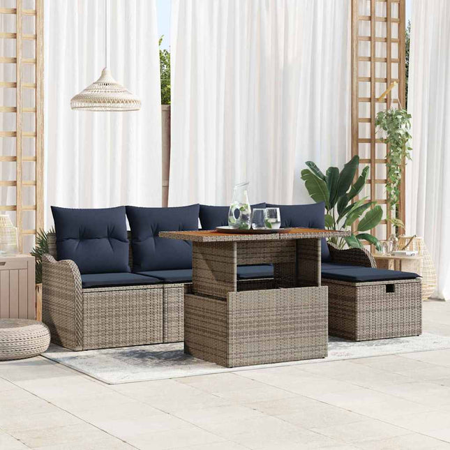 Havesofa Sæt 6 stk. Grå polyrattan