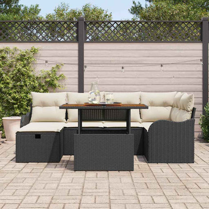 Havesofa Sæt 7 stk. Sort polyrattan