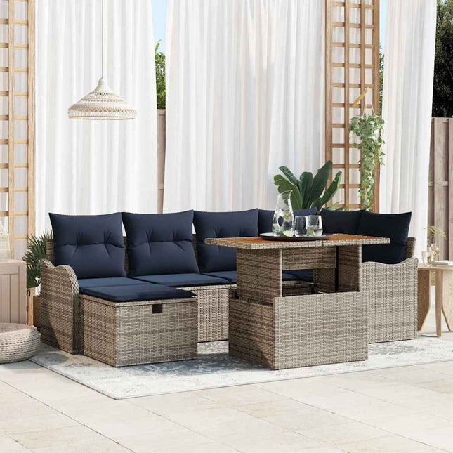 Havesofa Sæt 7 stk. Grå polyrattan