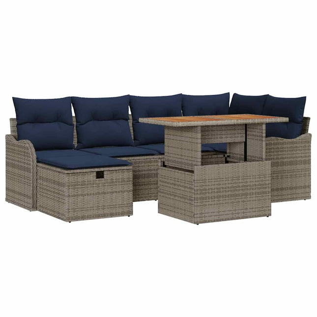 Havesofa Sæt 7 stk. Grå polyrattan