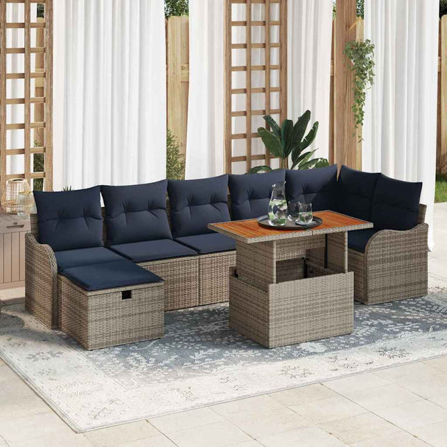 Havesofa Sæt 8 stk. Grå polyrattan