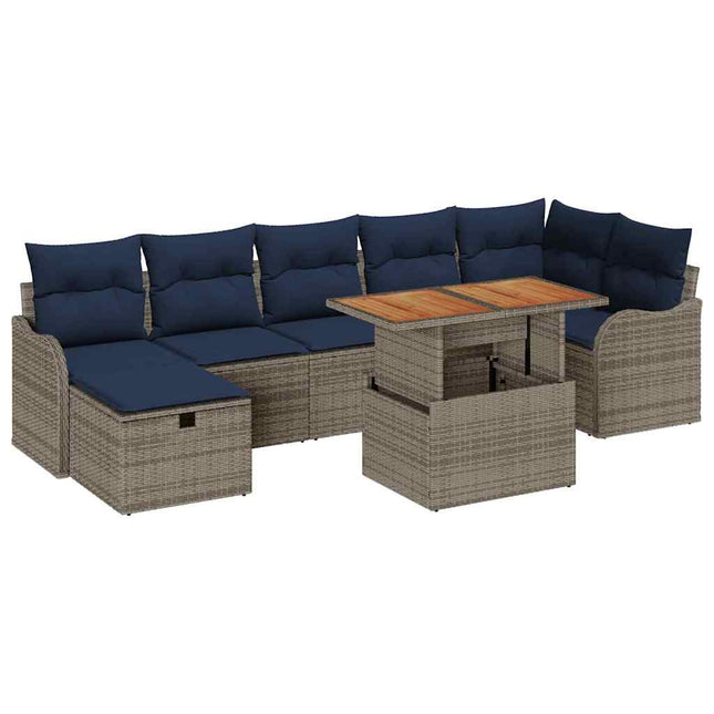 Havesofa Sæt 8 stk. Grå polyrattan