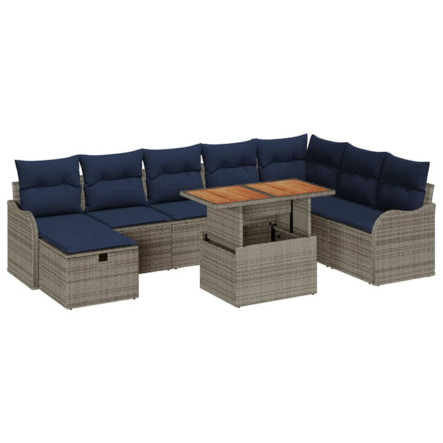 Havesofa Sæt 9 stk. Grå polyrattan