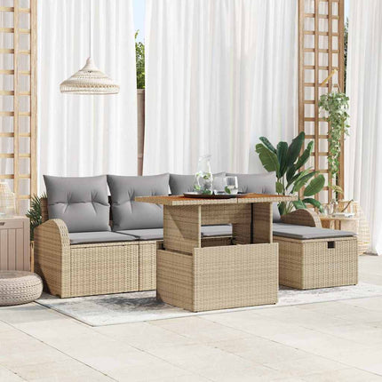 Havesofa Sæt 6 stk. Beige polyrattan