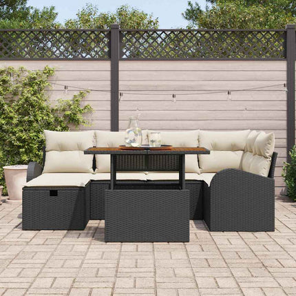 Havesofa Sæt 7 stk. Sort polyrattan