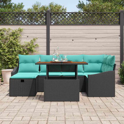 Havesofa Sæt 7 stk. Sort polyrattan