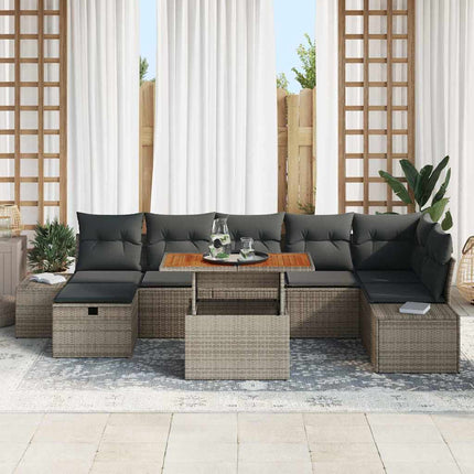 Havesofa Sæt 8 stk. Grå polyrattan