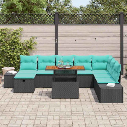 Havesofa Sæt 9 stk. Sort polyrattan