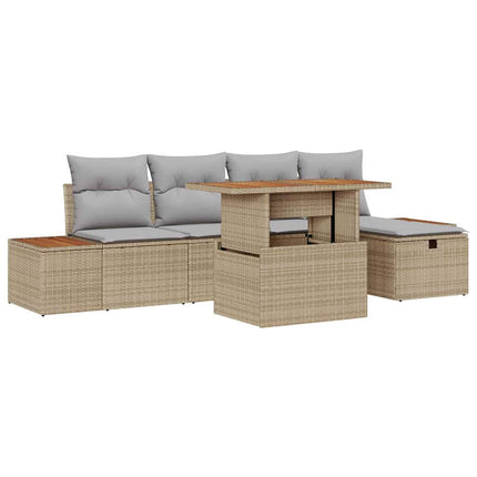 Havesofa Sæt 6 stk. Beige polyrattan
