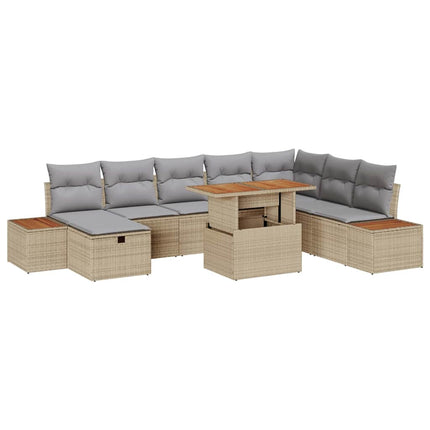 Havesofa Sæt 9 stk. Beige polyrattan