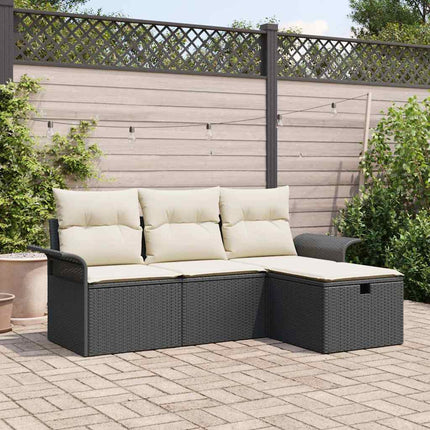 Havesofa Sæt med pude med opbevaring 4 pcs Poly rattan