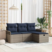 Havesofa Sæt med pude med opbevaring 4 pcs Poly rattan