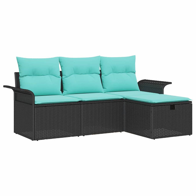 Havesofa Sæt med pude med opbevaring 4 pcs Poly rattan