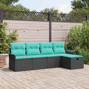Havesofa Sæt med pude med opbevaring 5 pcs Poly rattan