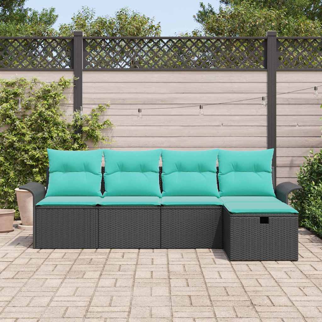 Havesofa Sæt med pude med opbevaring 5 pcs Poly rattan