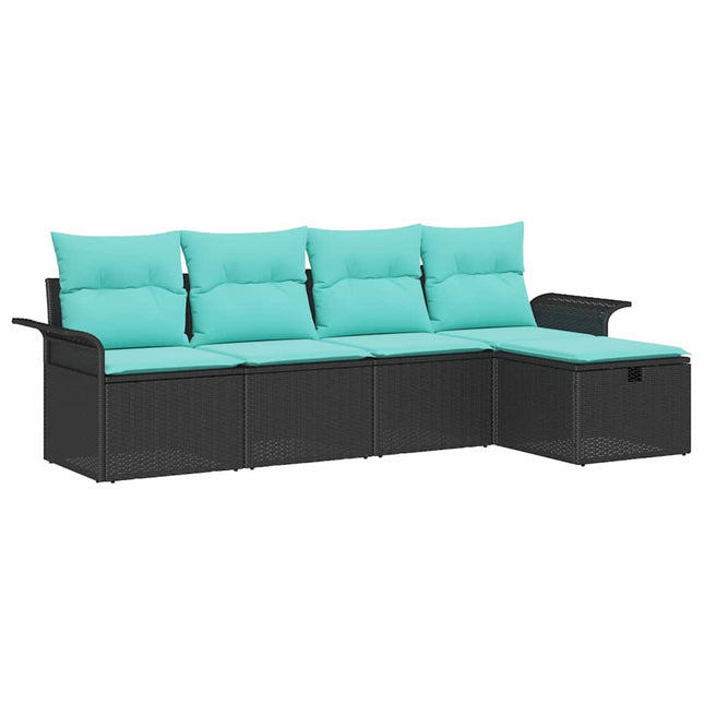 Havesofa Sæt med pude med opbevaring 5 pcs Poly rattan