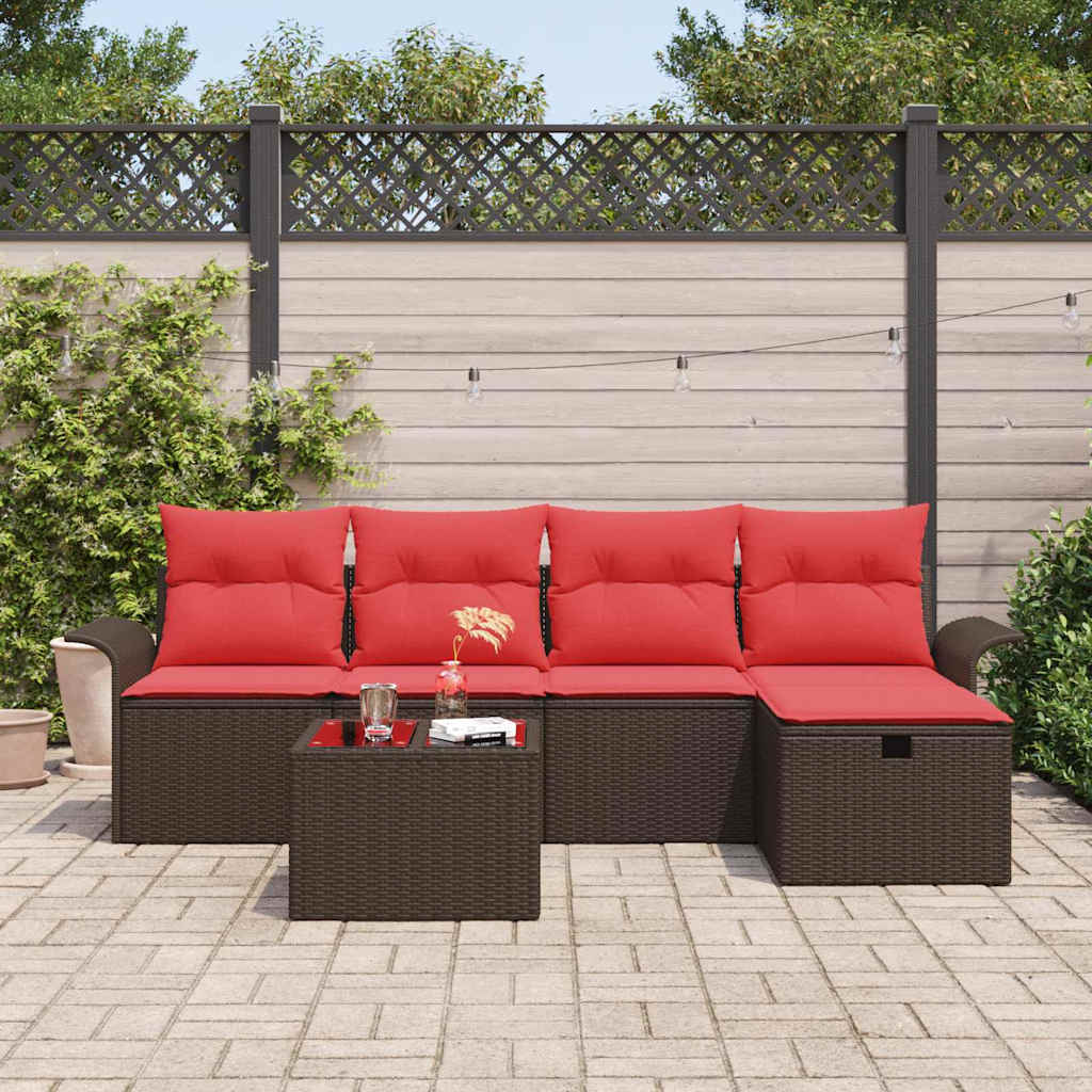 Havesofa Sæt med pude med opbevaring 6 pcs Poly rattan