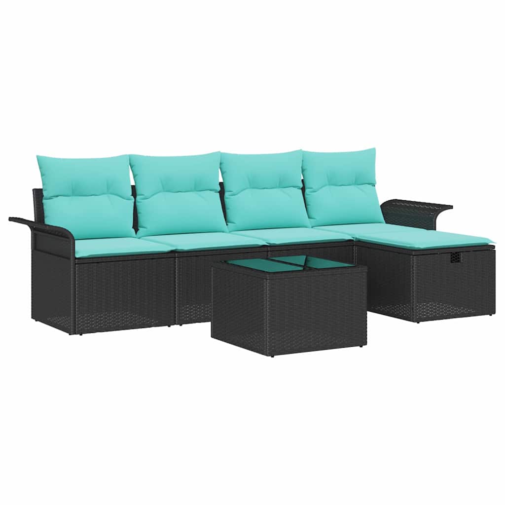 Havesofa Sæt med pude med opbevaring 6 pcs Poly rattan
