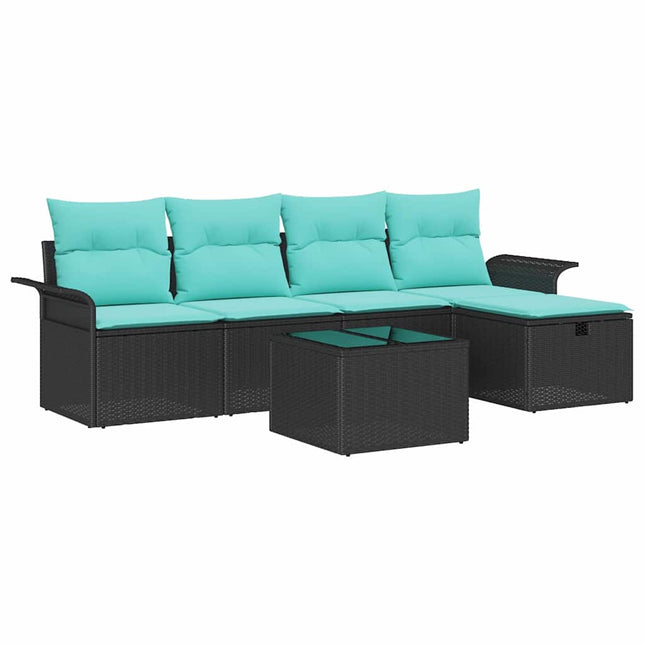 Havesofa Sæt med pude med opbevaring 6 pcs Poly rattan
