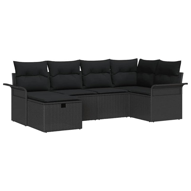 Havesofa Sæt med pude med opbevaring 6 pcs Poly rattan