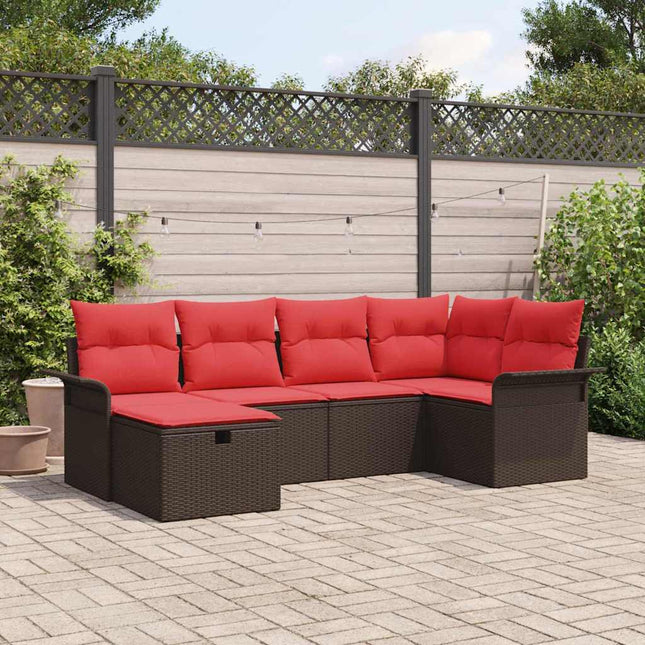 Havesofa Sæt med pude med opbevaring 6 pcs Poly rattan