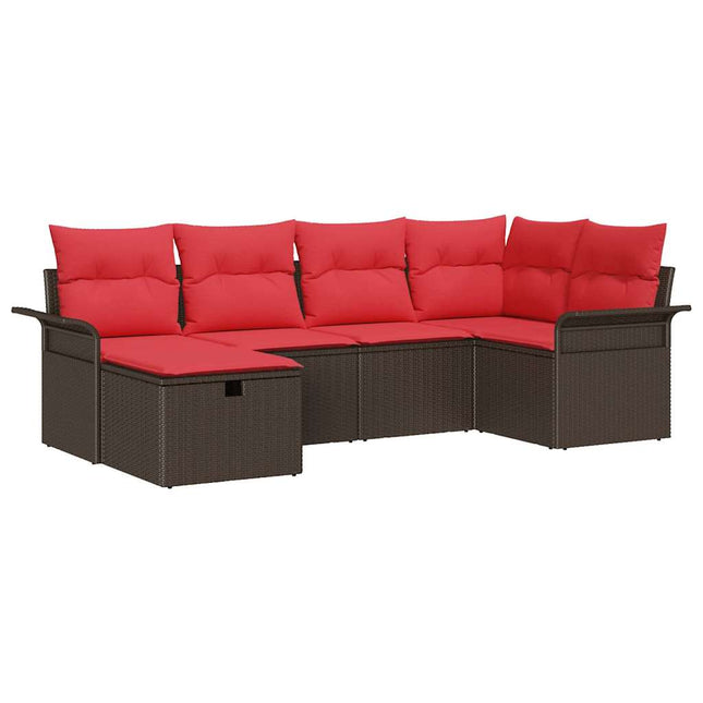 Havesofa Sæt med pude med opbevaring 6 pcs Poly rattan