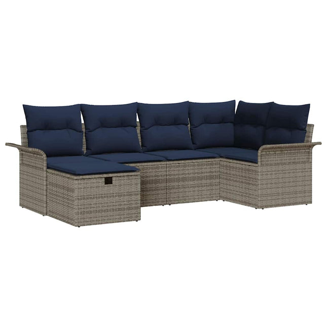 Havesofa Sæt med pude med opbevaring 6 pcs Poly rattan