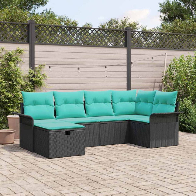Havesofa Sæt med pude med opbevaring 6 pcs Poly rattan