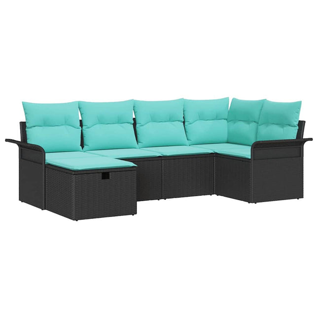 Havesofa Sæt med pude med opbevaring 6 pcs Poly rattan