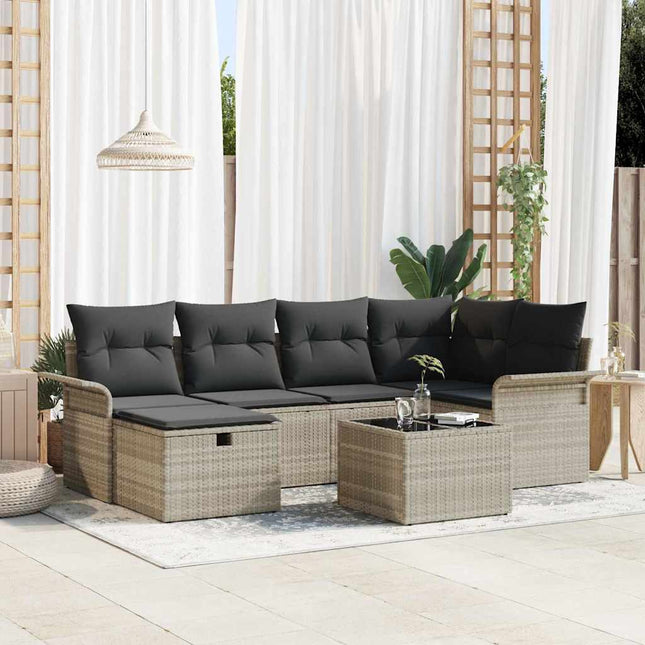 Havesofa Sæt 7 stk. Poly rattan