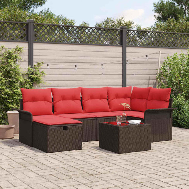 Havesofa Sæt med pude med opbevaring 7 pcs Poly rattan