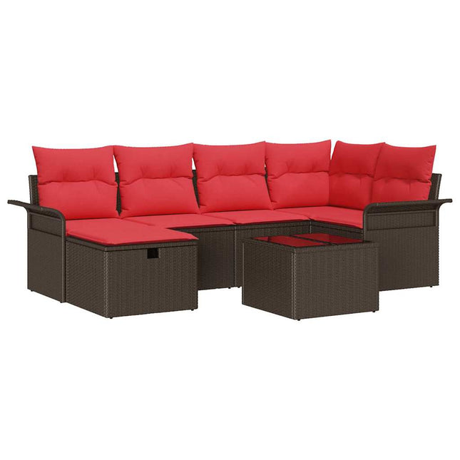 Havesofa Sæt med pude med opbevaring 7 pcs Poly rattan