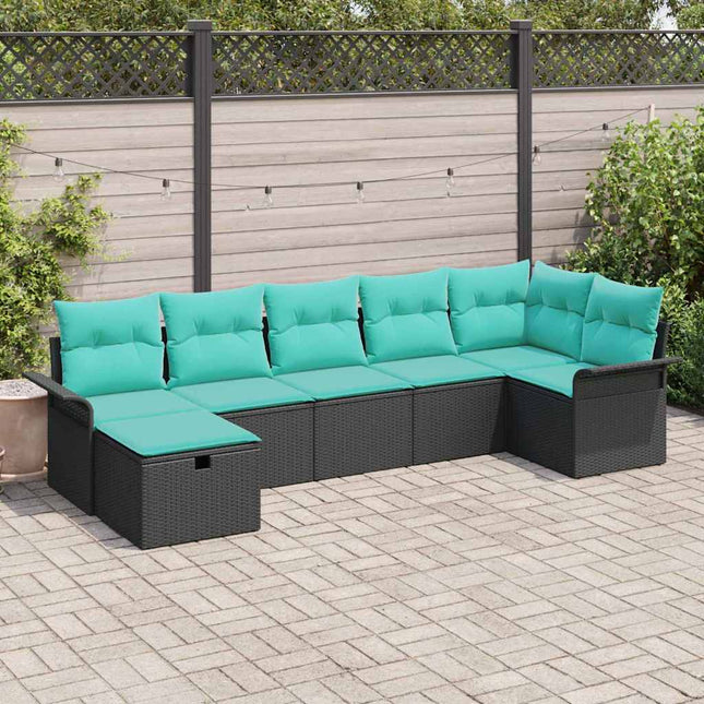 Havesofa Sæt med pude med opbevaring 7 pcs Poly rattan
