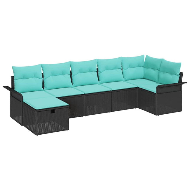 Havesofa Sæt med pude med opbevaring 7 pcs Poly rattan