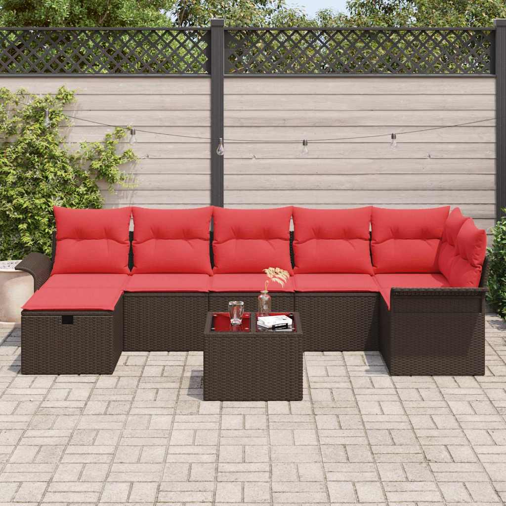 Havesofa Sæt med pude med opbevaring 8 pcs Poly rattan