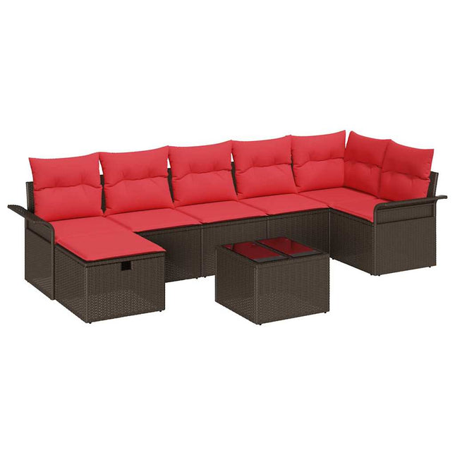 Havesofa Sæt med pude med opbevaring 8 pcs Poly rattan
