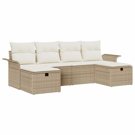 Havesofa Sæt 6 stk. Poly rattan