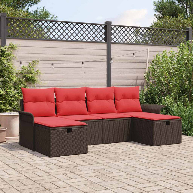 Havesofa Sæt med pude med opbevaring 6 pcs Poly rattan