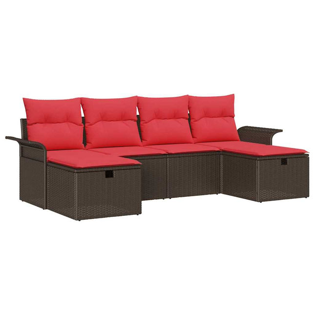 Havesofa Sæt med pude med opbevaring 6 pcs Poly rattan